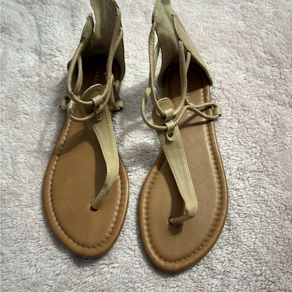 Aeropostale Beige Gladiator Sandals Ankle Wrap